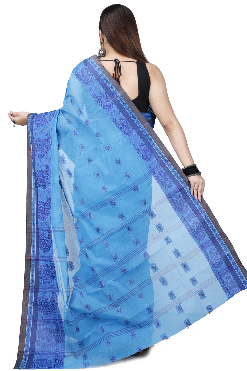 Blue Pure Cotton Aloka Tant Saree (908)